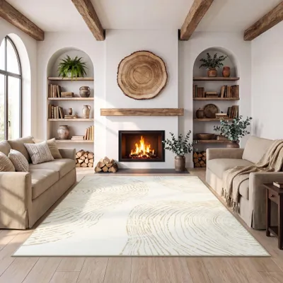 Zdjęcie produktu dla Tribesigns, dywan do salonu, 160x230 cm, wzór abstrakcyjny, miękka, krótka włóczna, styl boho-minimalistyczny, antypoślizgowy, idealny do sypialni, kolor beżowy