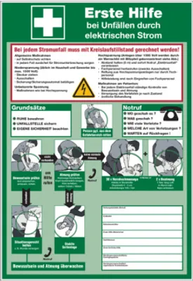 Produktbild von Dreifke® Aushang, Erste Hilfe bei Unfällen durch elektrischen Strom - praxisb...