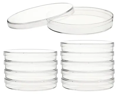 10 Kunststoff-Petrischalen, 90 mm, transparent, stapelbar