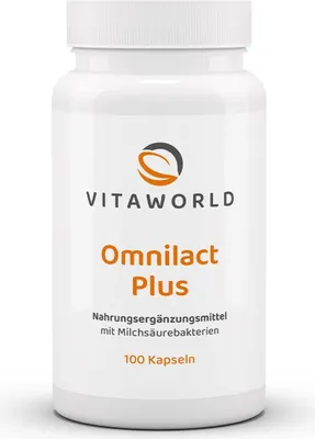 Produktbild von Vitaworld Omnilact Plus | 100 Kapseln | 10 Milliarden Milchsäurebakterien | 10 Stämme | mit Inulin | vegan
