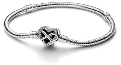 Produktbild von PANDORA Moments Schlangen-Gliederarmband mit Funklendem Unendlichkeits-Herzversc