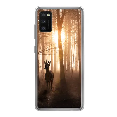 Produktbild von MuchoWow® Handyhülle Schutzhülle Hülle für Samsung Galaxy A41 Wald - Hirsche - Sonne - Bäume - Winter - Natur - Tiere Silikon Softcase Handy Hülle - Mobiltelefon