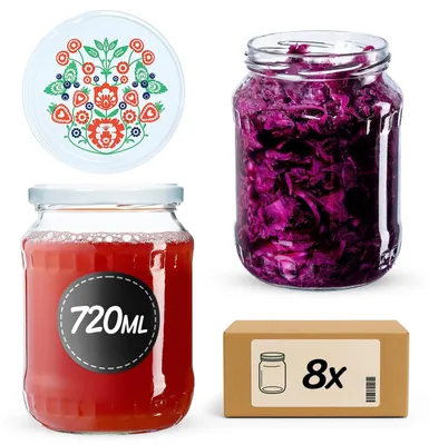 Immagine prodotto di Barattolo per conserve - 720 ml - Con coperchio a vite TO82 - Set da 8