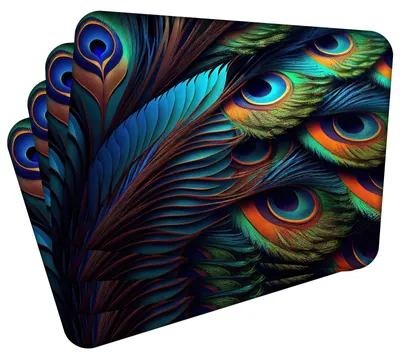 Obrázok produktu pre Sada 4 podtáciek z korku – Peacock Eye 3 – 30 x 40 cm – odolné voči teplu a ľahko umývateľné, s korkovou zadnou stranou