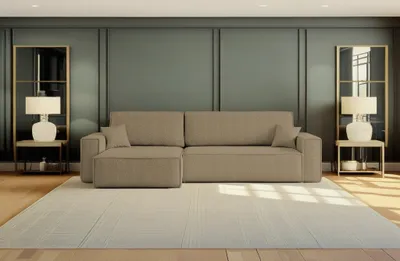 Produktbild von Kaiser Möbel Ecksofa mit schlaffunktion und bettkasten, Eckcouch BEST XL stoff Quelle Hellbraun Links