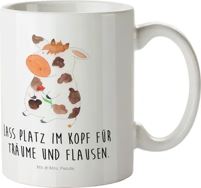 Produktbild von Mr. & Mrs. Panda Plastikbecher Kuh - Weiß - Geschenk, Camping Tasse, Kühe, Kinderbecher, Trinklernbecher, Henkelbecher, Hof, Pott, Milch, Landwirtin, Spruch, Motivtion