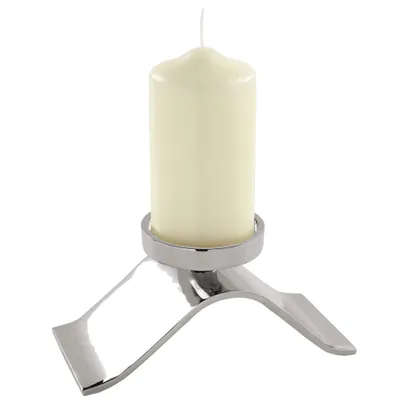 Produktbild von Fink WAVE, Stumpenkerzenhalter, vernickelt, silberfarben, L. 23 cm, B. 11 cm, H. 10 cm Höhe: 10.00 cm Breite: 11.00 cm Tiefe: 23.00cm  158091