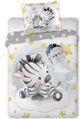 Obrázek produktu pro Bavlněné povlečení 100x135 Zebra šedá povlak na polštář 40x60 dětské povlečení Faro 23