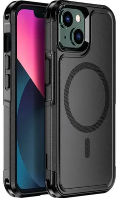 Produktbild von Mobigear Traveller iPhone 13 MagSafe Schutzhülle, Hartschalenhülle, Rückseite, stoßfest - Schwarz