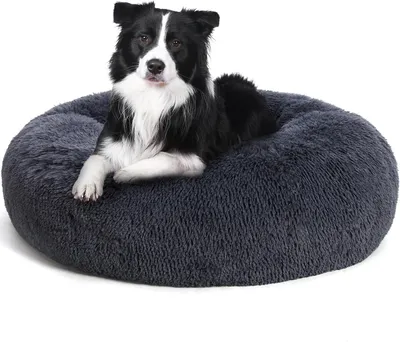 Productafbeelding van Hondenbed 80 cm, donutvorm, dikke vulling, wasbaar, antislip, voor binnen