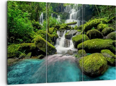 Produktbild von Bild auf Leinwand - Leinwandbild - Park Wasserfall Wasser - 105x70cm - Wand Bild - Wanddeko - Leinwanddruck - Bilder - Kunstdruck - Wanddekoration - Leinwand bilder - Wandkunst - CE105x70-3754