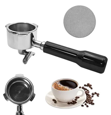 Siebträger 51 mm, 3 Ohren, Doppelauslauf, Edelstahl, schwarz