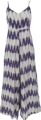 Produktbild von Boho Jumpsuit, Sommer Overall, Einteiler, Viskose Hosenkleid - Blau/grau, Damen, Größe: S