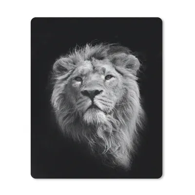 Produktbild von MuchoWow® Mauspad Mousepad Löwe - Porträt - Schwarz - Weiß 30x40 cm - Mousepads - Maus Mat - Pad - Mausunterlage - Mausmatten