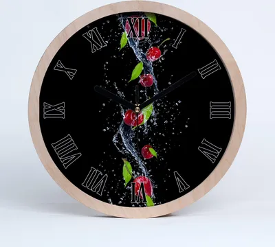 Produktbild von Holzuhr 20fi cm wanduhr - schwarze Spitzen - Kirschen