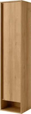 Produktbild von Fackelmann Bad Hochschrank Braun, Asteiche-Optik feuchtraumoptimiert, 38 x 166.5 x 32 cm, 1 Tür rechts, Offene Ablage, Soft-Close, vormontiert, Griffmulde, Serie Natura