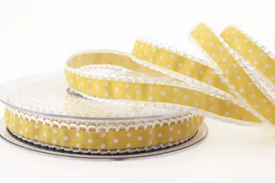 Productafbeelding van 20m x 15mm Dotted Dekoband met Kanten Randen