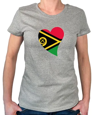 Produktbild von Huuraa Damen T-Shirt Vanuatu Flagge Herz XL Sport Grey Bio Baumwolle Fairtrade Damenshirt Geschenkidee