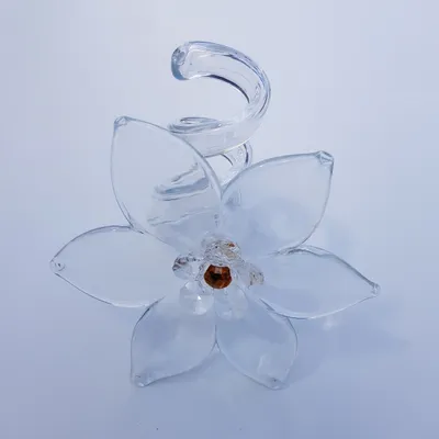 Produktbild von Glasblume klar Strassstein orange Tischdekoration Serviettenring 14cm Handmade