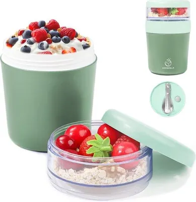 Produktbild von Cup für Frühstücksgrütze und Joghurt mit praktischer Tragefunktion