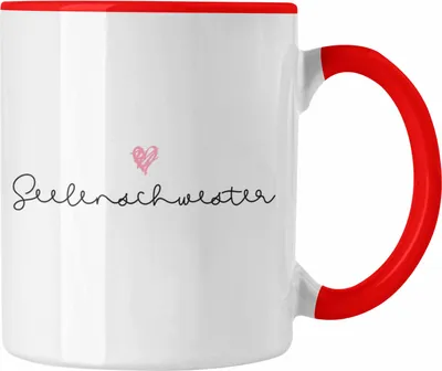 Produktbild von Trendation -Seelenschwester Tasse Geschenk für Schwester Geschenkidee Beste Schwester Geburtstag (Rot)