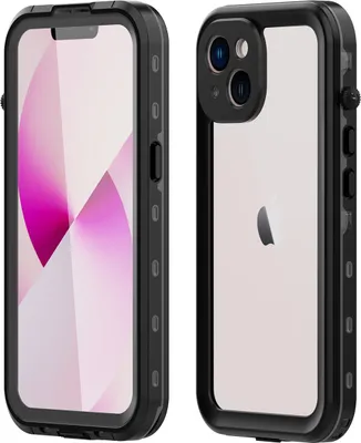 Image de Etui étanche pour iPhone 14, étanche à la poussière et à la neige, étui de protection complet IP68 avec protecteur d'écran intégré noir