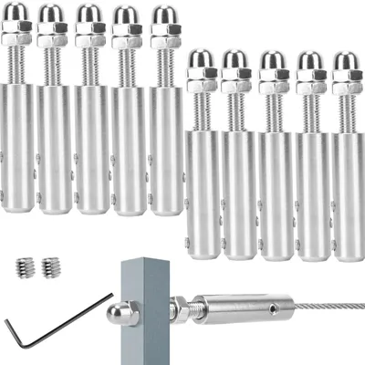 Imagen del producto de SolidKeus - Juego de 10 abrazaderas para cables de acero inoxidable, para cables de 5-6 mm