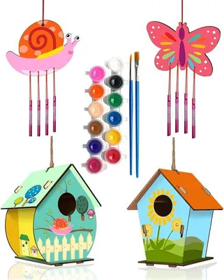 Image de Kit de construction de 8 nichoirs à oiseaux - Kit de bricolage pour nichoirs - Nichoir en bois à construire soi-même - Nichoir à construire et à décorer soi-même - Pour enfants - Kit de bricolage pour l'extérieur