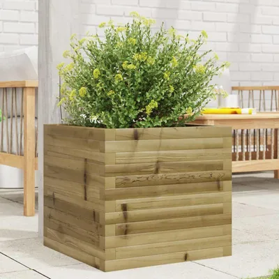 Image de Bacs de plantation rectangulaires en bois de pin imprégné, résistants aux intempéries