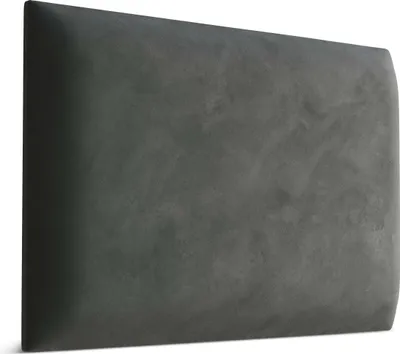 A close-up, side view of a gray upholstered wall panel.