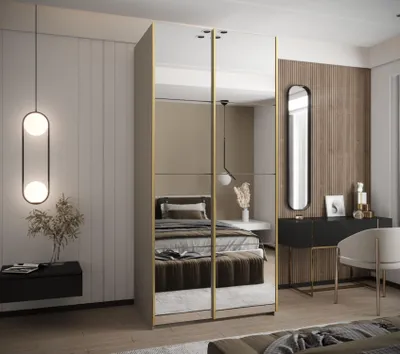 Produktbild von Zweitüriger Kleiderschrank SAMARA 2 - 100 cm, Kaschmir/Gold