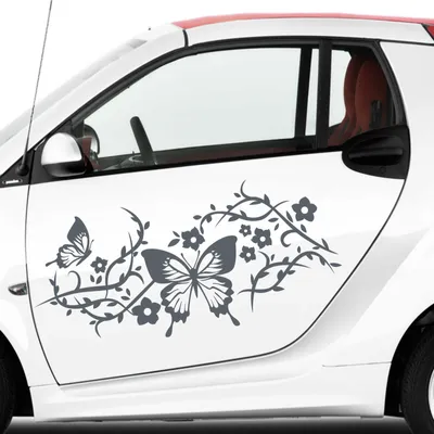 Produktbild von Aufkleber - 2 Stk. Autoaufkleber Butterfly Rankelement je 70cm x 31cm anthrazit - Tuning Carystyling Heckscheibe Auto