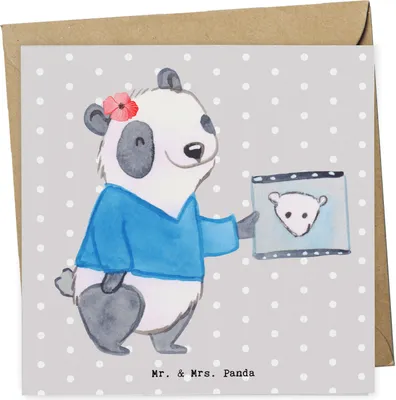 Produktbild von Mr. & Mrs. Panda Grußkarte Radiologie Assistentin Herz - Grau Pastell - Geschenk, anlasskarte, Klappkarte, doppelkarte, faltkarte, Glückwunschkarte
