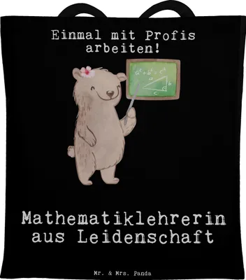 Produktbild von Mr. & Mrs. Panda canvas tasche Mathematiklehrerin Leidenschaft - Schwarz - Geschenk, Tote Bag, Referendariat, Spruch, Shopping, Beutel, Witzig, Lustig, Laptoptasche