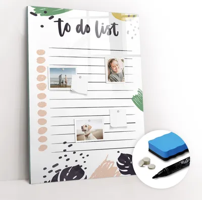 Produktbild von Magnetpinnwand Memoboard - Zubehörsatz - Schwarzer Marker + Schwamm + Magnete - 70 x 100 cm - To-Do-Planer