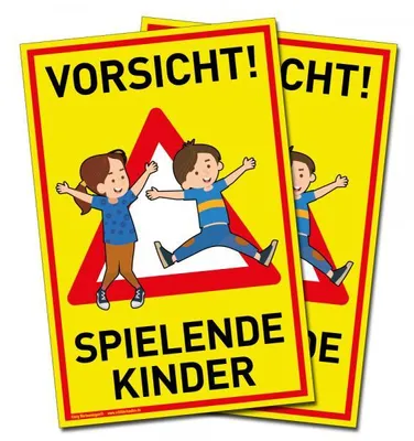 Produktbild von 2 Schilder Vorsicht! Spielende Kinder | PVC 20 x 30 cm | Achtung Spielplatz |...