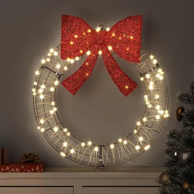 Immagine prodotto di vidaXL Ghirlanda con 60 LED bianco caldo 75 x 75 x 8 cm in rattan