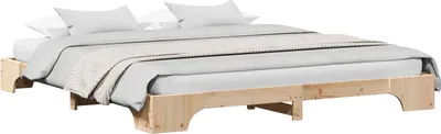 Image de Cadre de lit Naturel 200 x 200 cm Pin massif