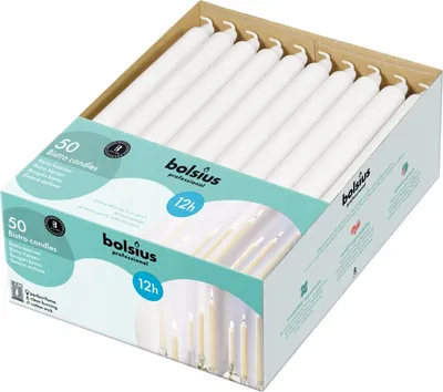 Produktbild von Stabkerze Bolsius 29 cm weiß 50 Stück Paraffin bezzapft