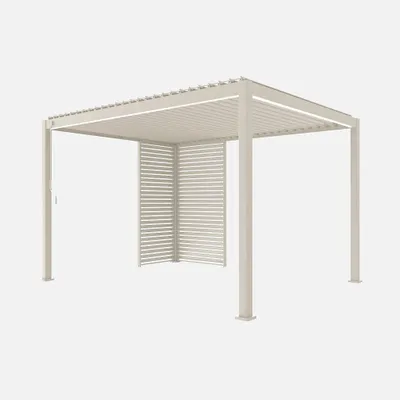 Produktbild von sweeek - Bioklimatische Pergola Aluminium 3x4m + 1 Lamellenwand 100 cm + 1 Lamellenwand 130 cm Triomphe - Beige
