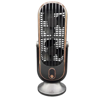 Produktbild von Mobiler Akku Tischventilator Schwarz mit Dual-Rotor 5 Windstärken 360° verstellbar LED-Display wiederaufladbar Ventilator