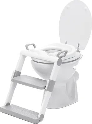 Produktbild von Toilettentrainer klappbar höhenverstellbar mit Haltegriffen, rutschfest, weiß/grau, 39x35x51 cm