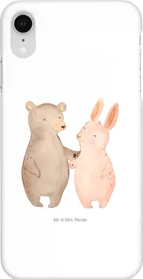 Produktbild von Mr. & Mrs. Panda Iphone XR Handyhülle Bär und Hase Umarmen - Weiß - Geschenk, Premium Kunststoff, Freunde, Handy Case, BFF, Freundin, für Immer, Freundinnen