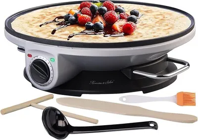 Zdjęcie produktu dla Urządzenia do przygotowywania naleśników: Duży (XXL) grill do naleśników z powłoką nieprzywierającą, moc 1200 W, średnica 32 cm (płyty elektryczne do naleśników, opiekacz do naleśników, grill)