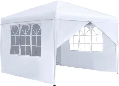 Produktbild von Pavillon 3x3m Faltpavillon Wasserdicht Stabil Winterfest Faltbar Gartenpavillon mit 4 Seitenteilen & Fenstern & Tragetasche Weidezelt Gartenzelt UV-Schutz Grillpavillon Partyzelt, Weiß