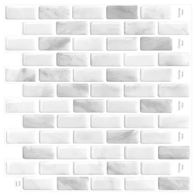 3D-Wandfliesen 30,5x30,5 cm, 10er-Pack, hellgrau, selbstklebend