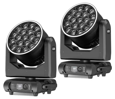 Image de 2 projecteurs à tête mobile LED, 19 x 15 W RGBW,DMX, effets lumineux de scène, noir, prise UE