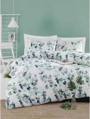 Produktbild von Bettwäsche-Set, 220 x 240 cm, 65% Baumwolle 35% Polyester, 2 Kissenbezüge 60 x 60 cm, Grün