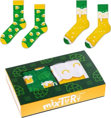 Produktbild von Ein Set Socken für einen Lustigen Mann 41-46, 2 Paar Socken mit Hopfen und Krüge Bier