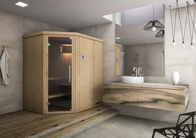 Immagine prodotto di Cabina sauna finlandese ad angolo MINI 3 posti 175x144 x H.199 cm MDLT